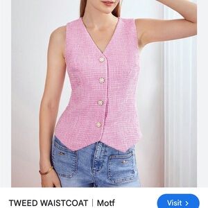 MOTF Pink Tweed Vest sz Small button down preloved